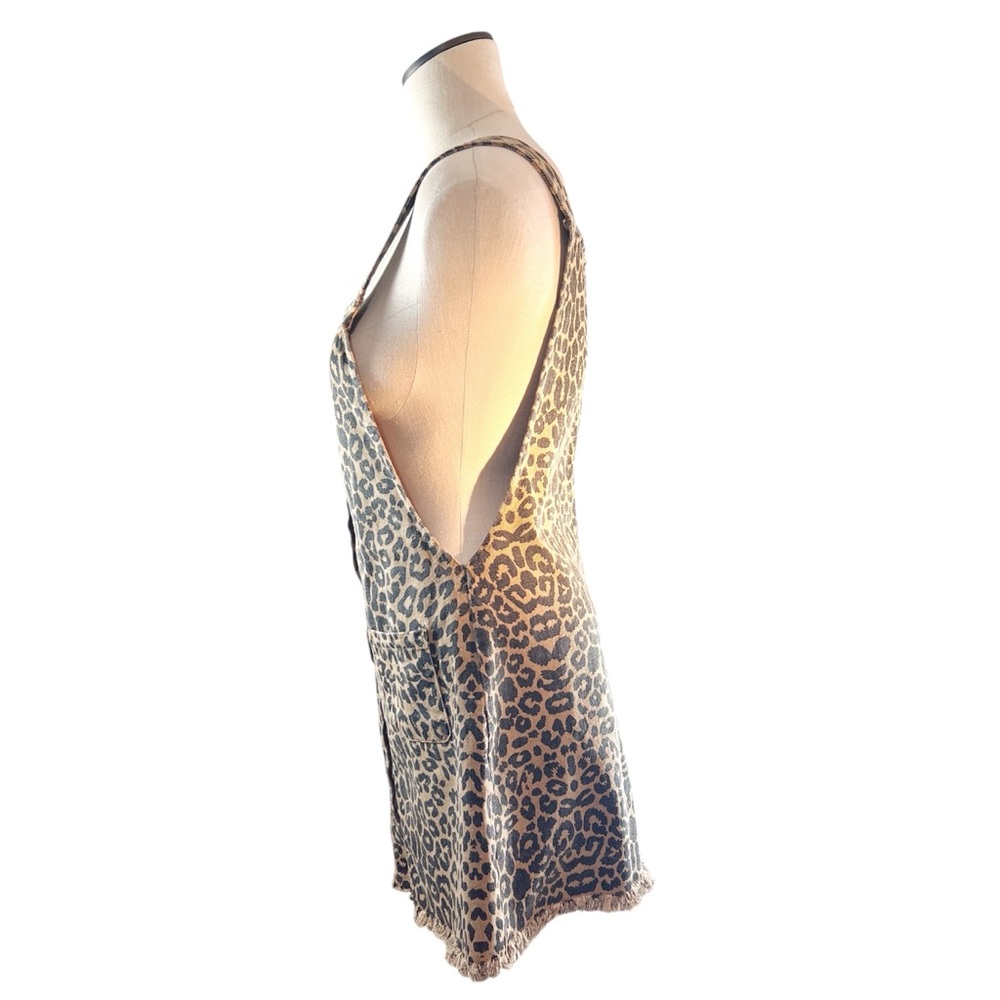 Vestique Womens Denim Button Front Dress Sz S in Leopard Print Overall Pinafore - Picture 4 of 9